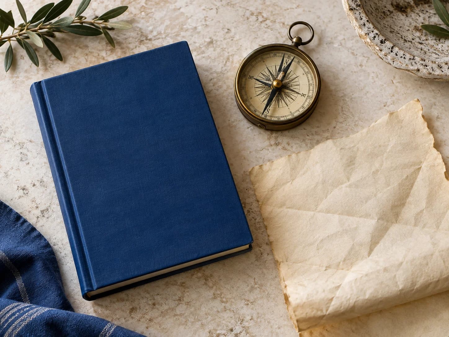 Book and compass inviting exploration